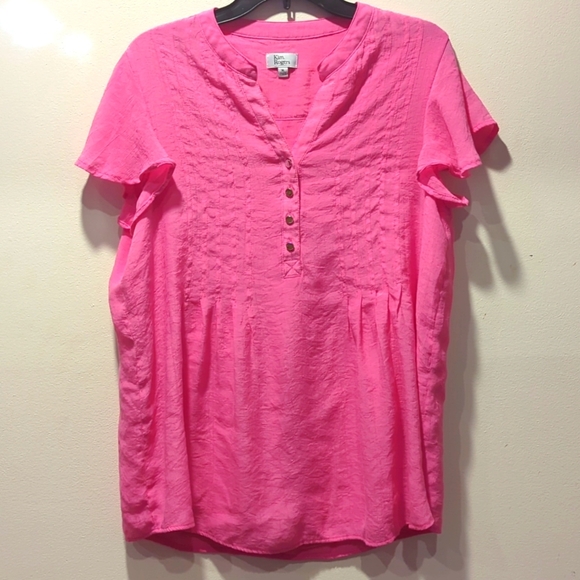 Kim Rogers flutter sleeve eyelet Henley top - Picture 1 of 4